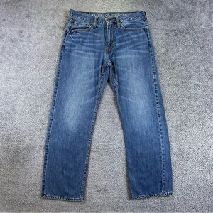 American Eagle Jeans Mens 30X30 Blue Relaxed Straight Midrise Mid Wash Denim
